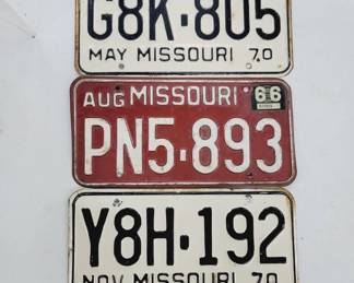 Vtg MO License Plates