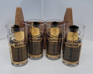 1950's Sports Champions Cocktail Glasses Set of 4