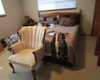 Vintage wing chair, king bed