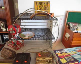 MCM display table, tins, jewel casket