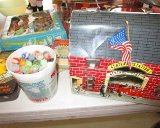 Vintage marbles, vintage lunch box