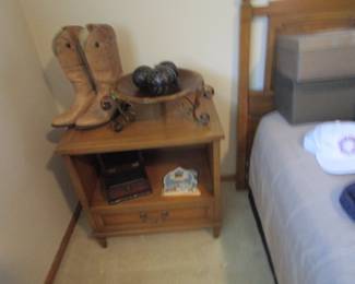 Vintage cowboy boots, Drexel night stand vintage