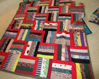 Antique crazy quilt made with ties