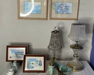 Italian Crackle Glaze Ceramic Vases, Framed Art Prints & More