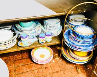 Multicolor Ceramic Dinnerware Set, Approx. 50 Pieces