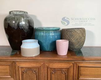 Set of 5 Ceramic and Pottery Vases/Planters