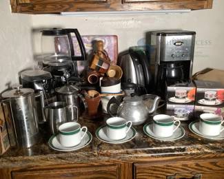 Crown Porcelain Tea Set & Coffee Brewing Equipment with Cuisinart, Krups