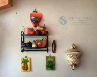 Multicolored Ceramic Kitchenware Collection, Decorative Fruit-Themed Items