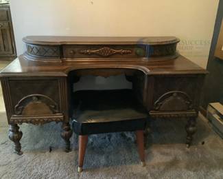 Antique Vanity Desk with Bench