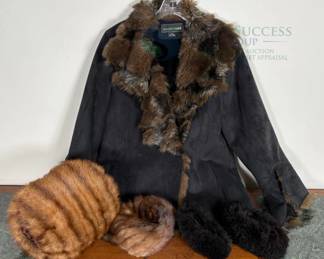 Regent Park Women's Fur Trim Coat, Muff and Cuffs