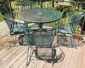 Green Metal Mesh Outdoor Patio Furniture Set