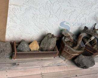 Decorative Driftwood & Rocks Collection, Varied Shapes & Sizes, Includes Planters