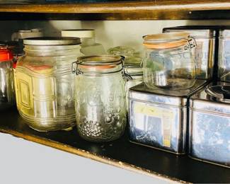 Collection of Glass and Metal Storage Jars and Canisters