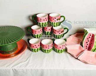 Watermelon Pitcher With Matching Mugs & More
