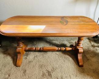 Traditional Wood Coffee Table, Brown, Turned Legs, 40x20x20 inches