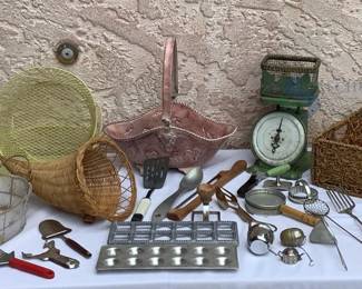 • Vintage Kitchen Wares, Utensils, & Scale
