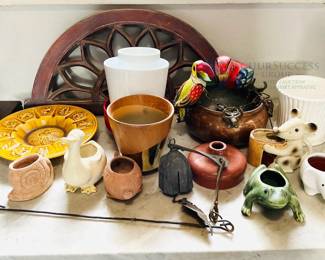 Colorful Ceramic and Metal Decorative Collectibles with Planters