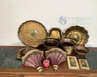 Decorative Metalware Collection with Brass and Copper Accents