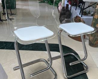 Vintage Lucite Chrome Paperclip Chairs