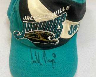 Seth Payne autograph, original Jacksonville Jaguars logo ballcap hat