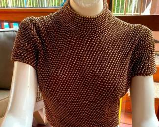 1980's Victoria Royal Pearl Beaded Top