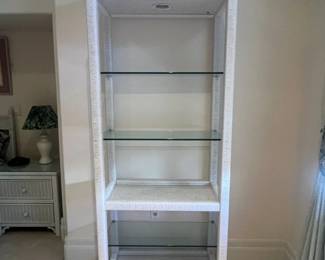 2 of 2 wicker lighted shelf units