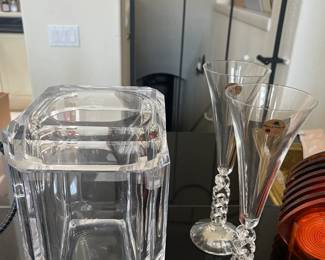 Lucite Ice Box, Pair of Y2K Millennial Flutes