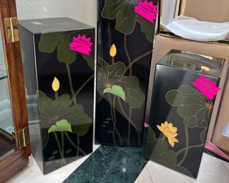 Asian lacquer pedestals 