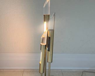 1970's Brass and Lucite MCM Italian Space Age Lamp