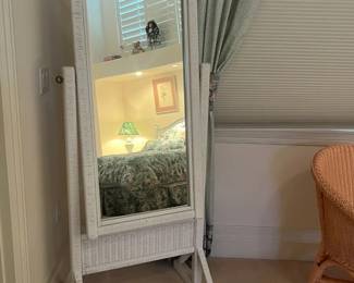 Wicker floor mirror