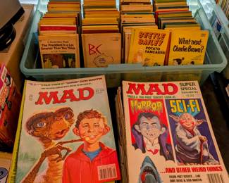 MAD mags, 70s and early 80s - Tons of small format comics like Beetle Bailey, Peanuts, Doonesbury, BC, Hagar, Andy Cap, MAD, and others