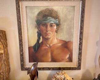 3 portraits by Internationally known artist James H. Moore.

Among his artistic accomplishments, Moore was official portrait artist for the Peruvian government in the 1960s and artist-in-residence for Earl Holliman’s Fiesta Dinner Theatre.

Moore painted such notables as Rudolph Nureyev, Pola Negri, John Travolta, and international jet-setter Jeanette Longoria.

His paintings are in major collections all over the world.