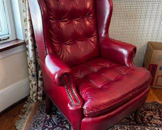 Red leather Chesterfield chair