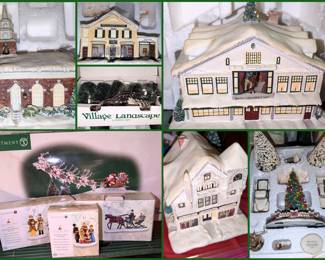 Christmas village sets and buildings.