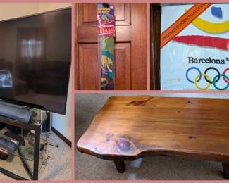 TV, solid pinewood table and more.