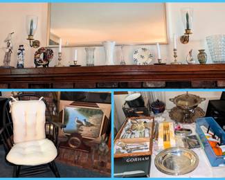 Collectibles, fondue pots/forks, silver-plated chafing dish, silver-plated utensils and more.