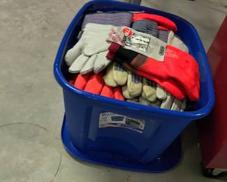 bin of new work gloves