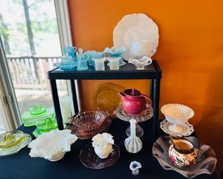 Vaseline ,Fenton, Carnival, Milk glass,