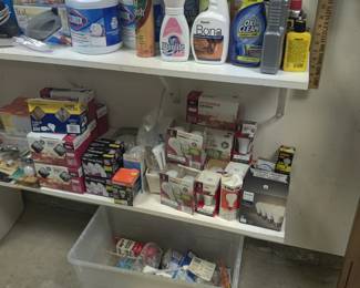 cleaning supplies, light bulbs