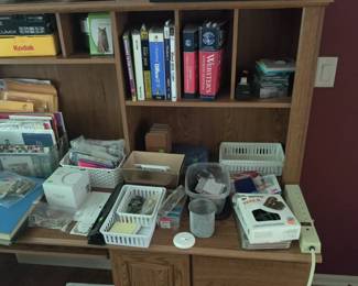 office desk, office supplies