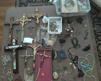crosses, rosary, religious tokens