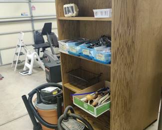 bookshelf, shop vacuums