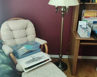 vintage glider, floor lamp