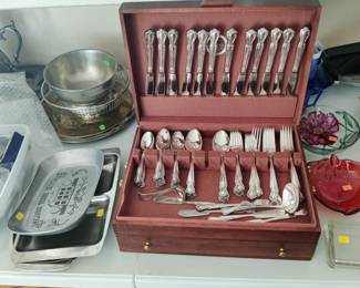 Siver plate sets in the box, silver plate