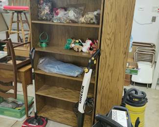 bookshelf, shop vacuums