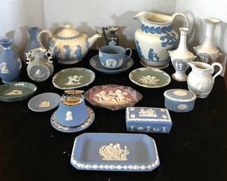 Blue Wedgwood England, German Shafer Vater Jasperware