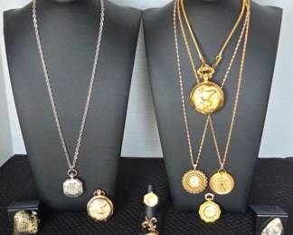 Vintage Newer Watch Pendants, Ring And Pin
