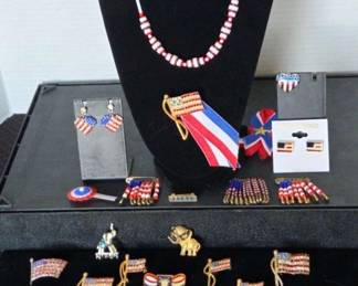 Patriotic Political Jewelry Some Signed 1 Eisenberg Ice Flag