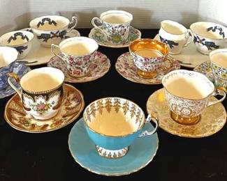 Collectible English Tea Cups Rosina, Royal Chelsey, Chintz