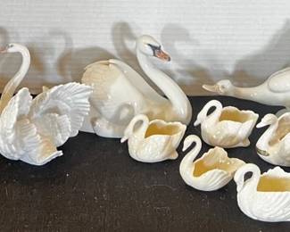 Antique Small Swan Dishes Salts Lladro, Nao, Lenox